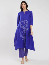 Cotton Blue Bandhani Floral Kurta Set